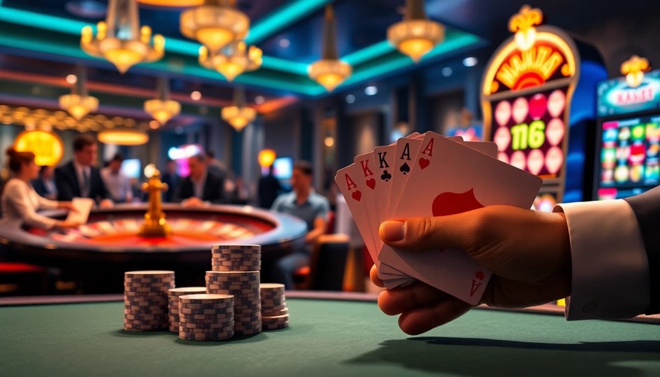Man88 offers a thrilling poker scene with winning cards and vibrant casino atmosphere.