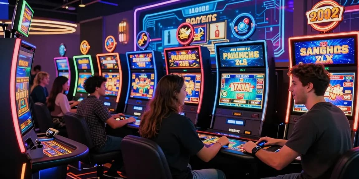 Players enjoying new online casinos with vibrant slot machines and digital gaming tables in a modern virtual environment.