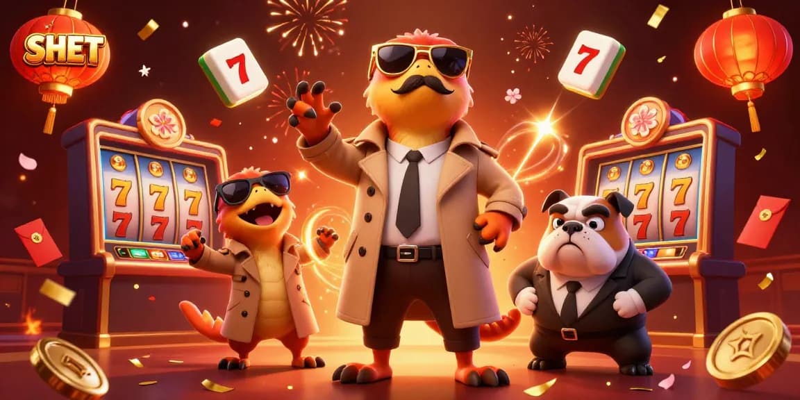 Engage with exciting gaming action at SH BET, featuring animated characters in a vibrant casino scene.