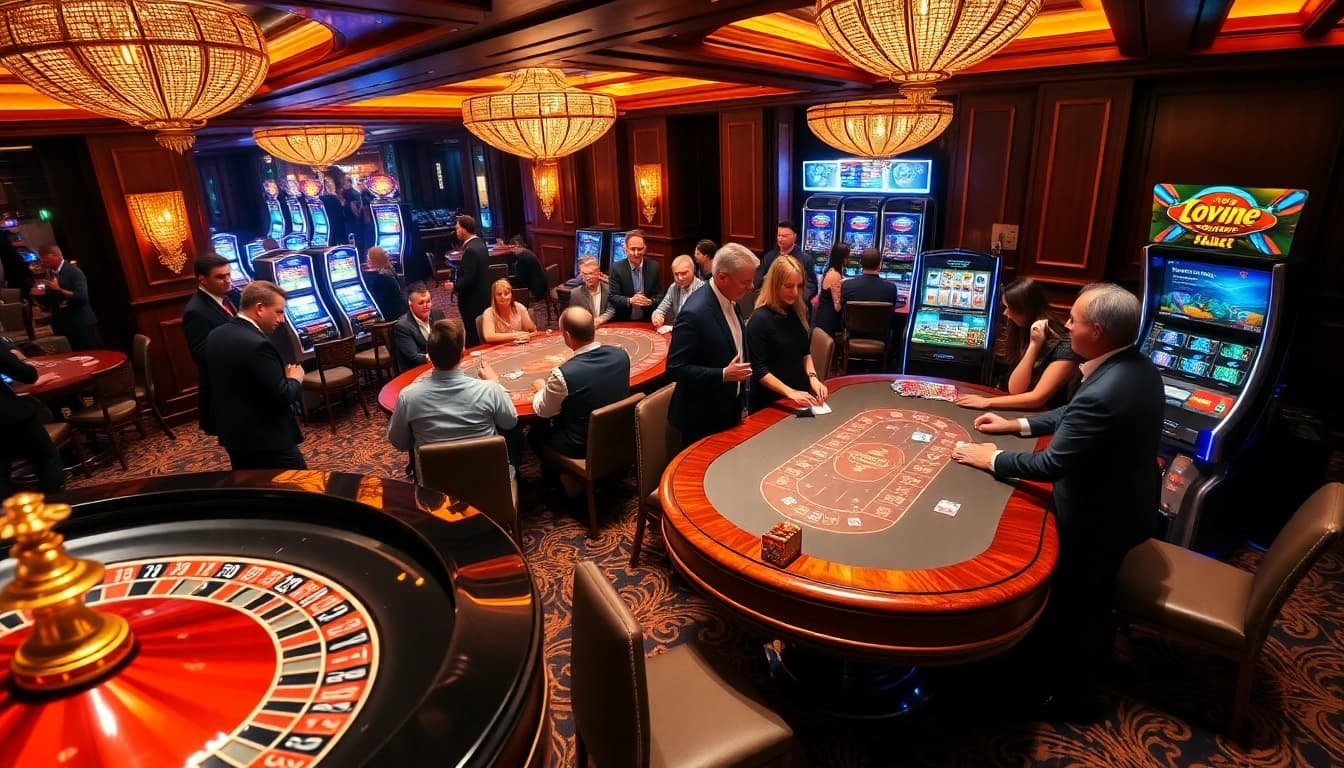 Pemain yang terlibat menikmati aksi meja roulette di kasino datukwin dengan chip berwarna-warni dan suasana penuh semangat