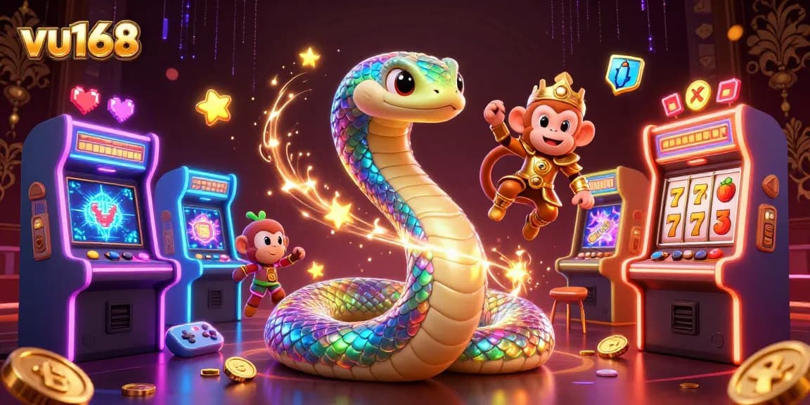 Engage in thrilling experiences at vu168 with vibrant 3D casino game illustrations featuring dynamic characters and exciting game elements.