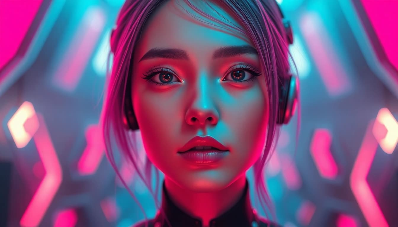 AI NSFW character in a vibrant futuristic setting showcasing innovation and allure.