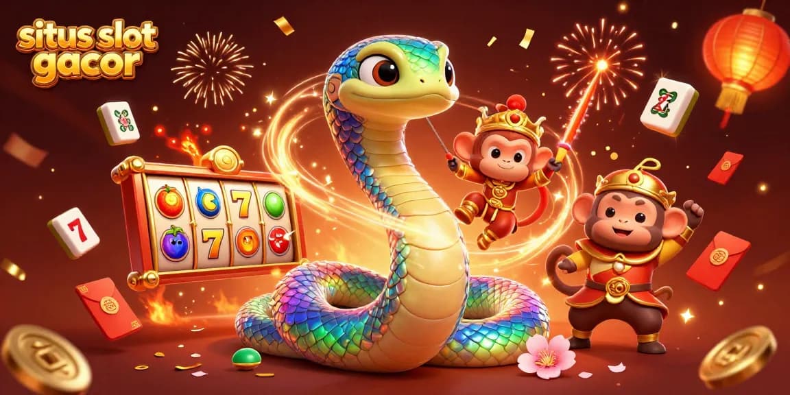 Bermain situs slot gacor dengan simbol keberuntungan dan kemenangan di latar magis.