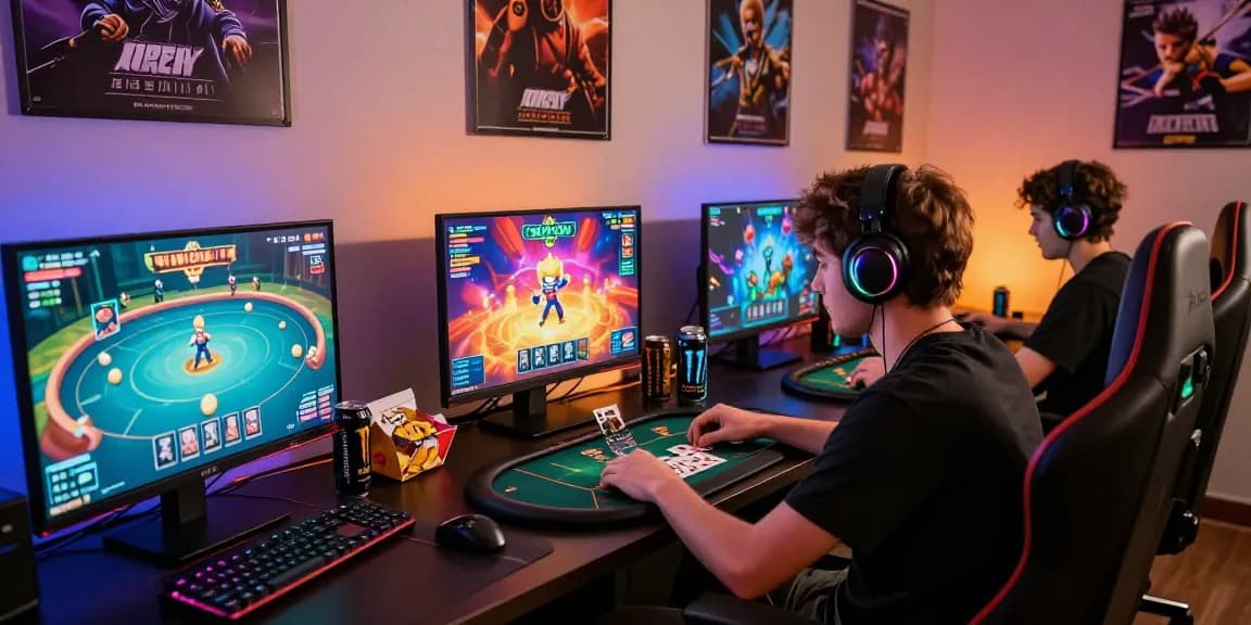 Player engaged in a Rikvip online poker game with vibrant graphics and snacks.