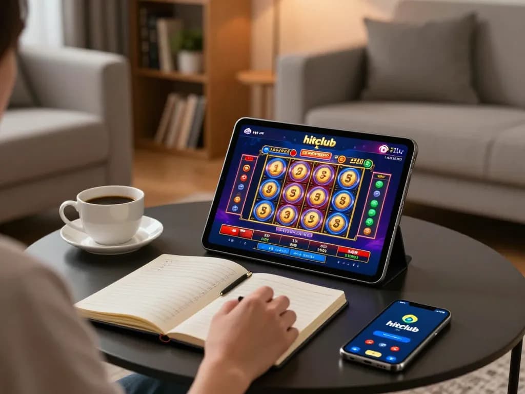 Play thrilling games on hitclub's casino app in a cozy home setup.