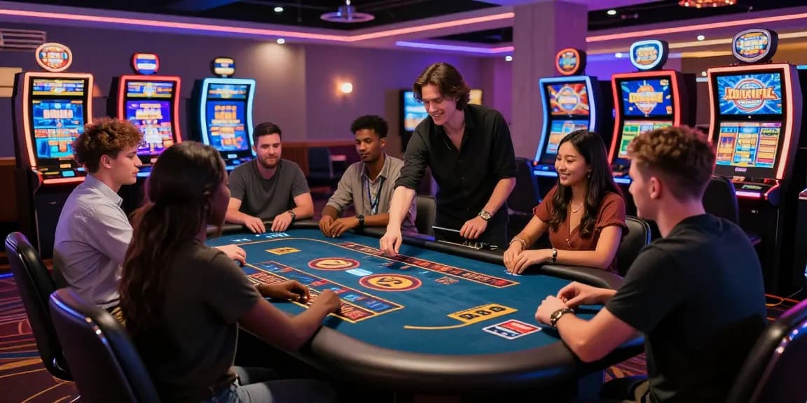 Experience the excitement of credit card casinos with diverse players enjoying modern gaming in a vibrant casino atmosphere.