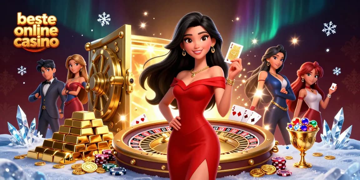 Enjoy the ambiance of the beste online casino with a captivating illustration showcasing lavish gambling elements.