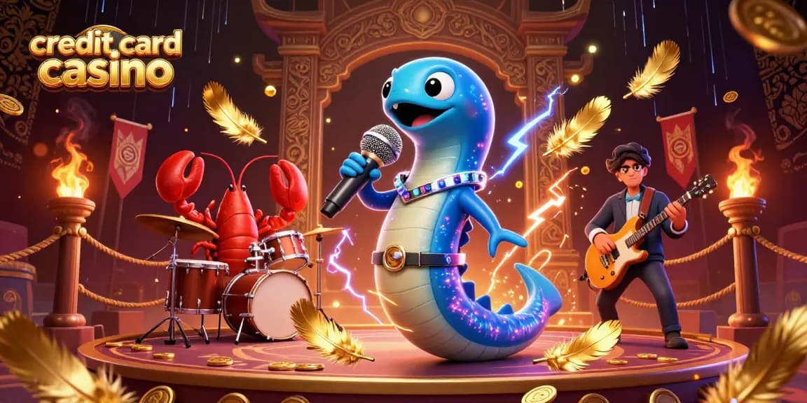 Engage in thrilling gameplay at a vibrant credit card casino with dynamic characters and electrifying effects.