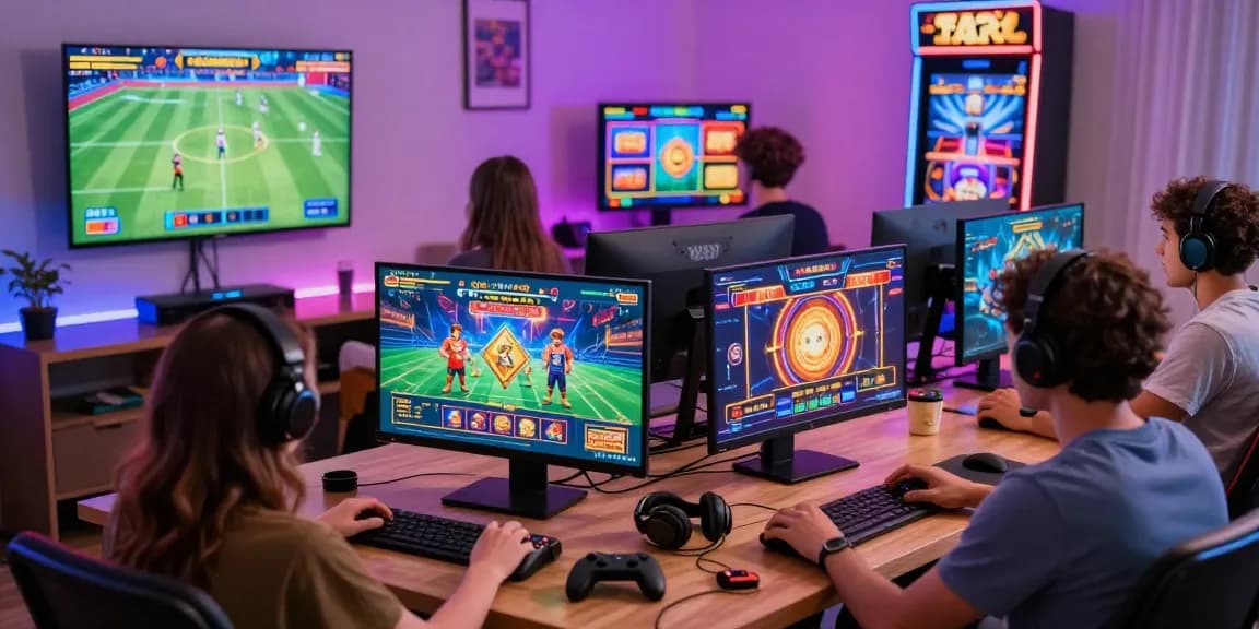 Engaging online gaming atmosphere showing players interacting with https://28bet.mex.com/ on multiple screens filled with sports and casino games.