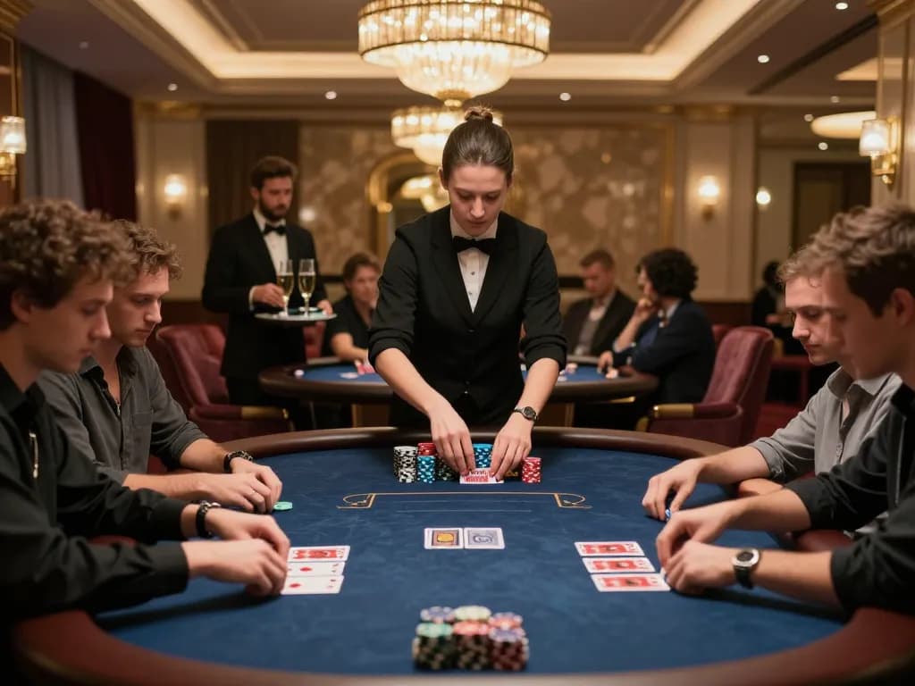 Experience high-stakes poker action at 11win's upscale VIP gaming table with focused players and strategic gameplay.