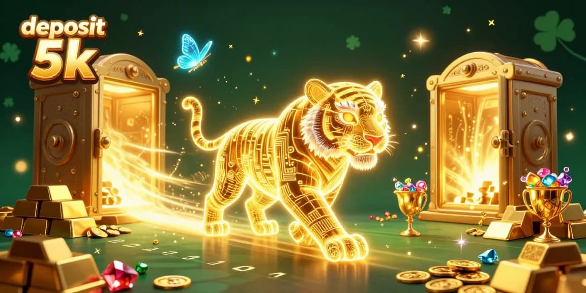 Betting on success with deposit 5k in a dynamic casino scene featuring a stunning golden tiger.