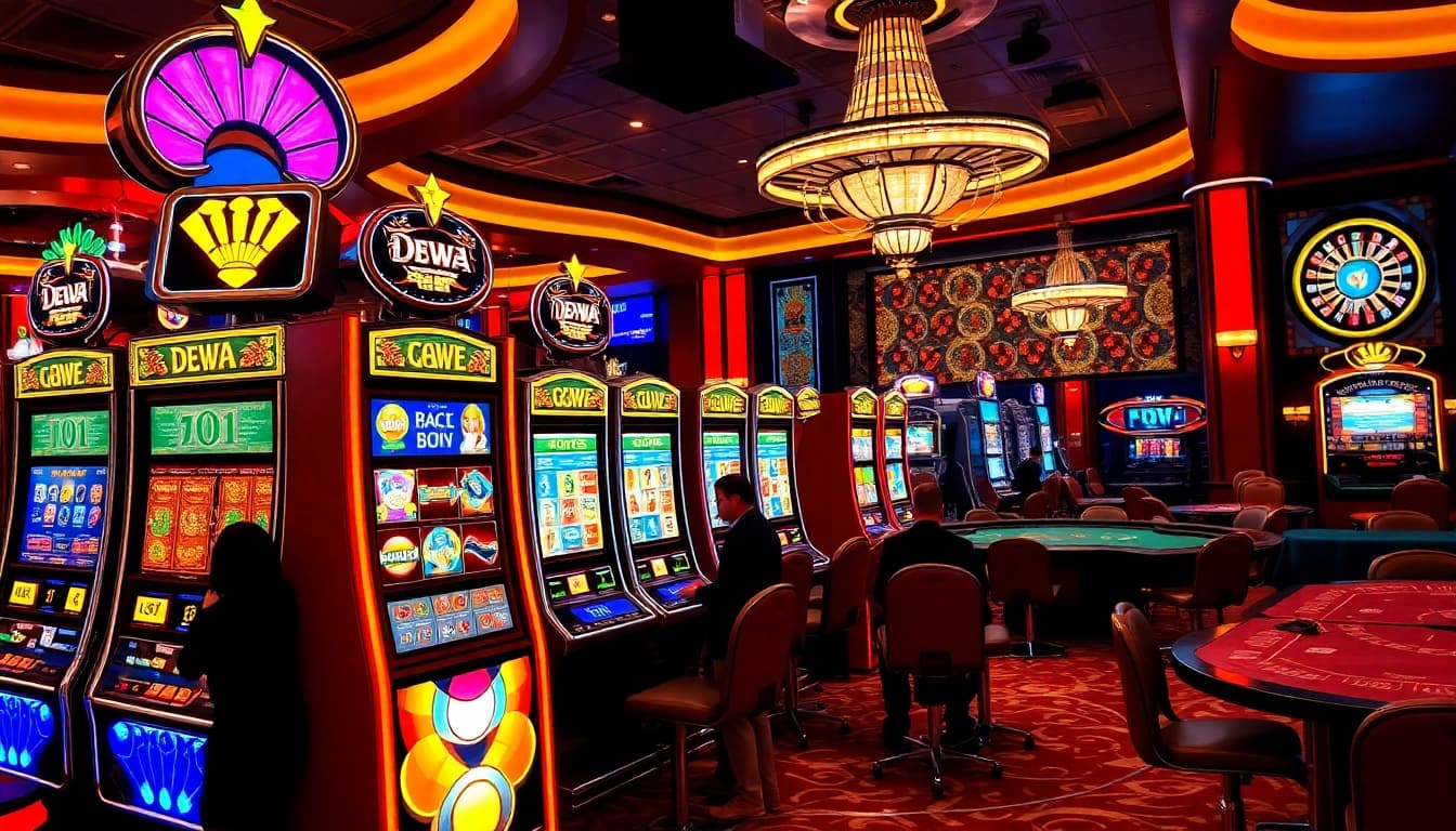 Experience the thrill of dewa slot machines in a luxurious casino setting filled with vibrant gaming action.