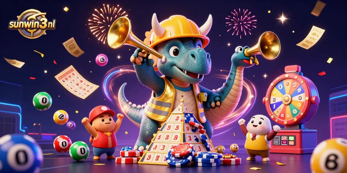 Engage in thrilling gameplay at sunwin3 nl with exciting lottery and jackpot elements in a vibrant 3D illustration.