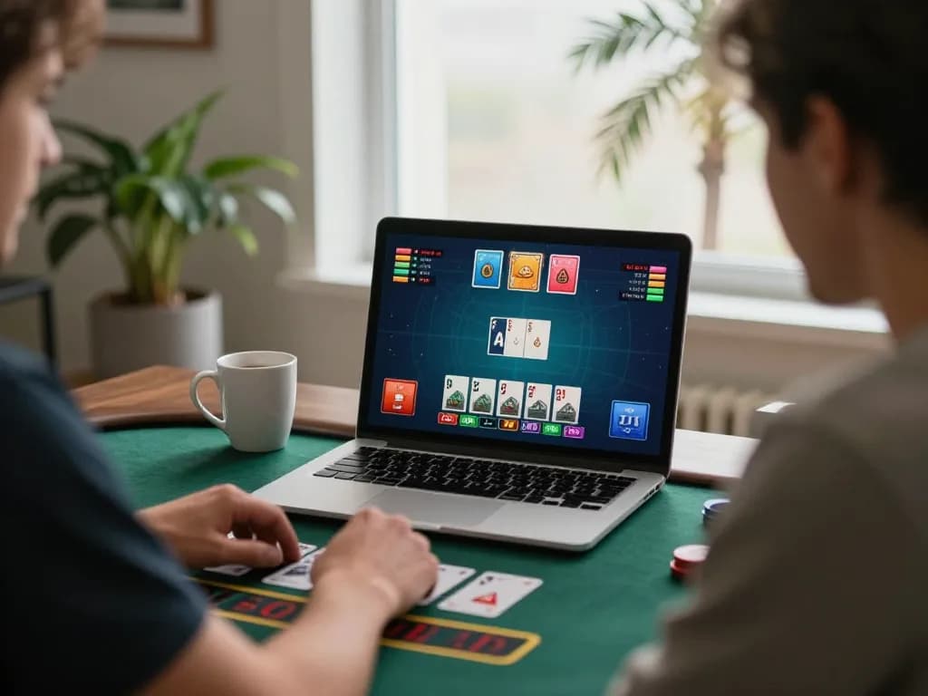 Player enjoying live dealer blackjack on Iwinclub platform at home, showcasing cozy gaming environment.