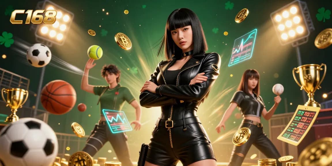 C168 enhances the excitement of sports betting with dynamic elements and stunning visuals in a thrilling illustration.