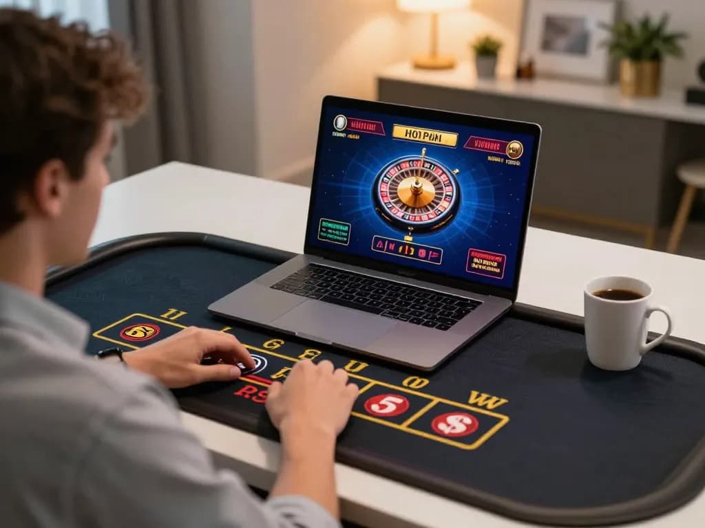 Player enjoying live casino games at home through TR88, showcasing engaging gameplay.