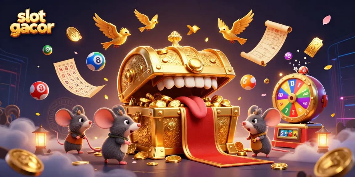 Menangkan jackpot slot gacor dengan ilustrasi kasino yang penuh warna dan dinamis.