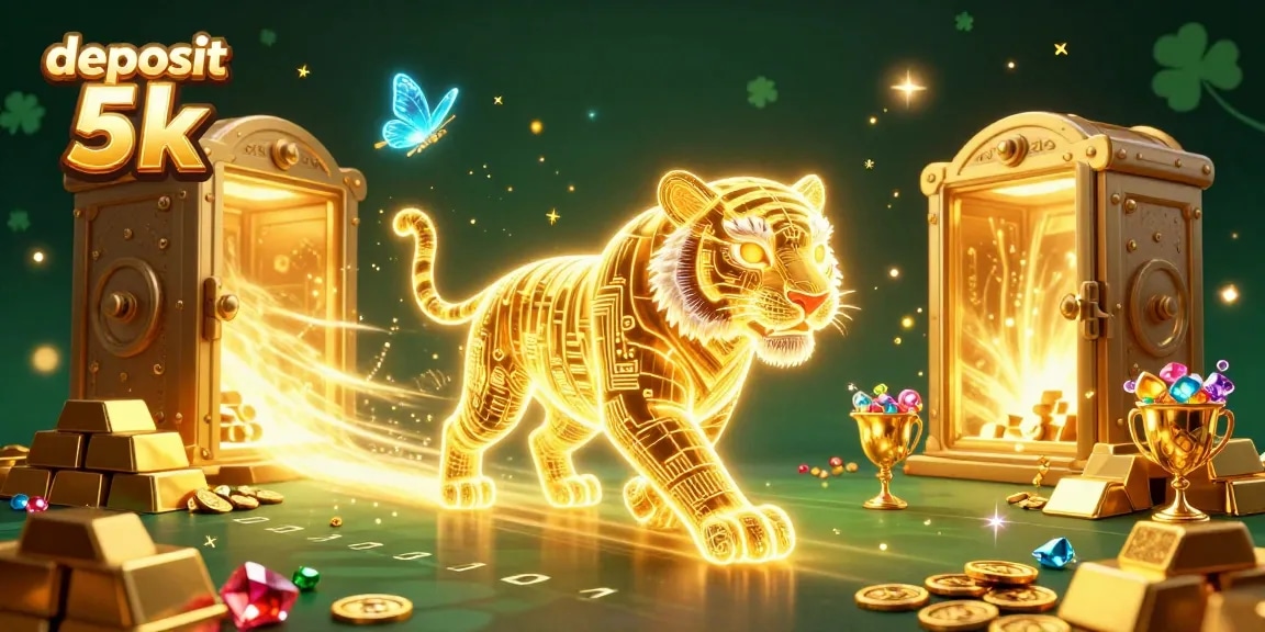 Betting on success with deposit 5k in a dynamic casino scene featuring a stunning golden tiger.