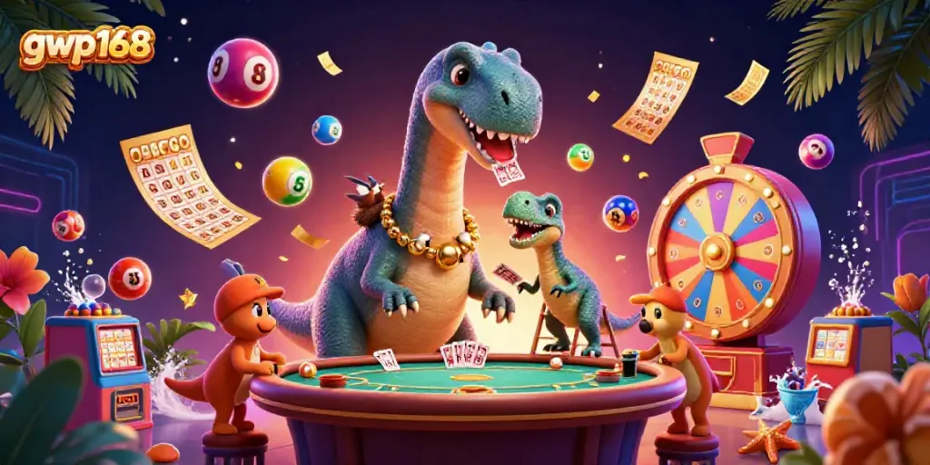 GWP168 menawarkan permainan unik dengan ilustrasi kartun kasino yang menarik dan interaktif.