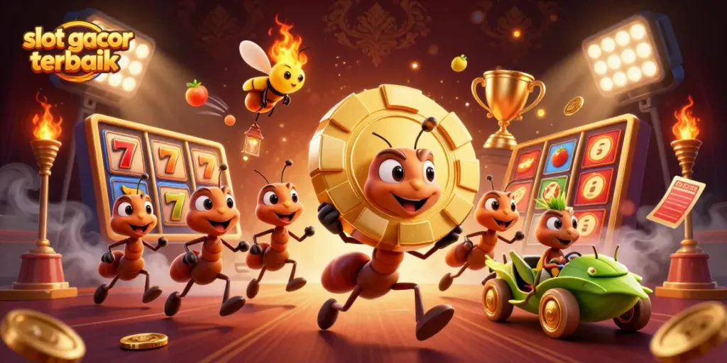 Menangkan pengalaman slot gacor terbaik dengan ilustrasi 3D menarik yang menggambarkan kehebohan kasino.