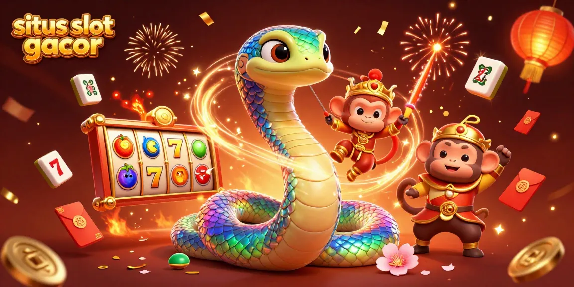 Bermain situs slot gacor dengan simbol keberuntungan dan kemenangan di latar magis.