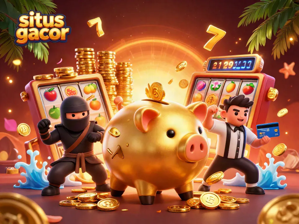 Gali keberuntungan di situs gacor saat melihat ilustrasi kasino penuh warna dengan simbol jackpot.