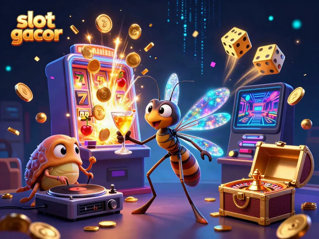 Engage with slot gacor and immerse in a vibrant casino atmosphere featuring diverse characters and dynamic elements.