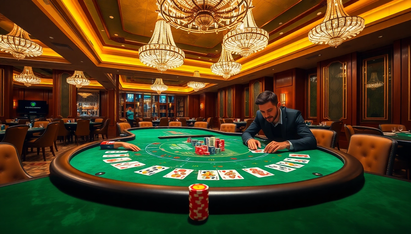Experience the thrill of a Blackjack Casino with players engaged at a vibrant table.