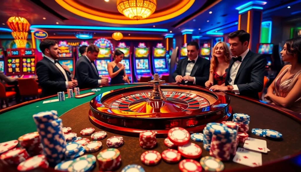 Engaged gamblers enjoying luxury casino thrills at KK55.blue's roulette table.