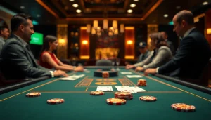 에볼루션 바카라의 실시간 게임 테이블에서 플레이하고 있는 고급스러운 카드와 칩.