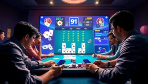 Rummy 91 players engaging in an exciting online gaming experience with vibrant visuals