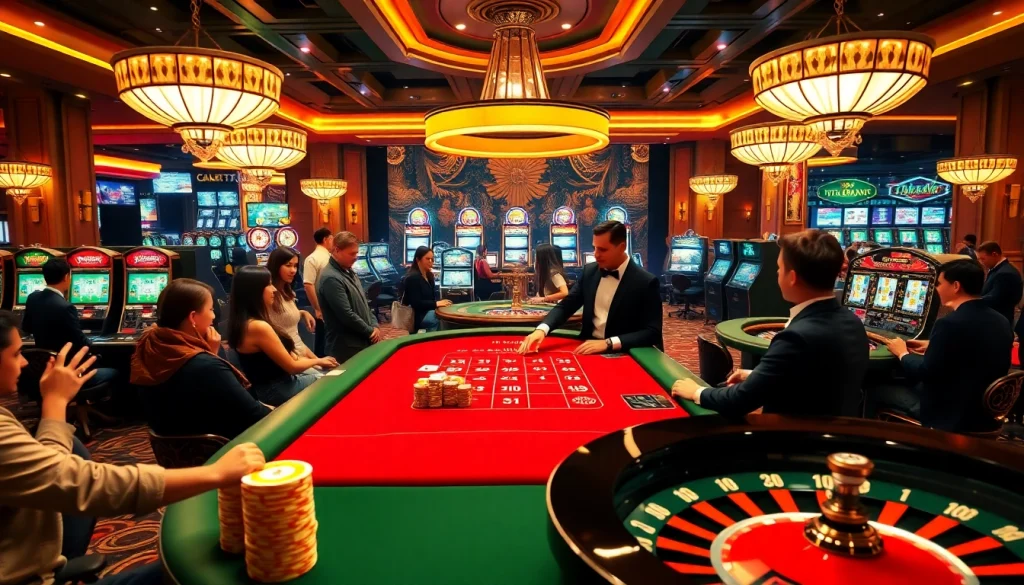 Exciting baccarat gameplay showcasing bancadoithuong with colorful chips and a roulette wheel.