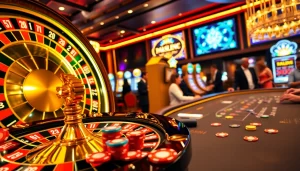 Experience the thrill of 88idd with an elegant casino scene featuring roulette and poker.