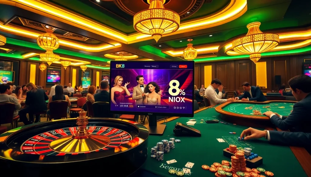 Experience excitement and luxury while playing on BK8's online casino platform with vibrant gaming elements.