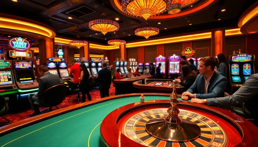 Experience thrilling gaming at EEJL with vibrant casino tables and excited players.