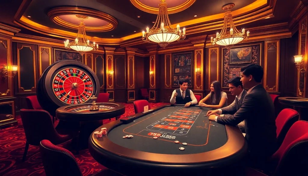 The thrilling ambiance of https://www.jl55.app/ with a roulette wheel and poker action.